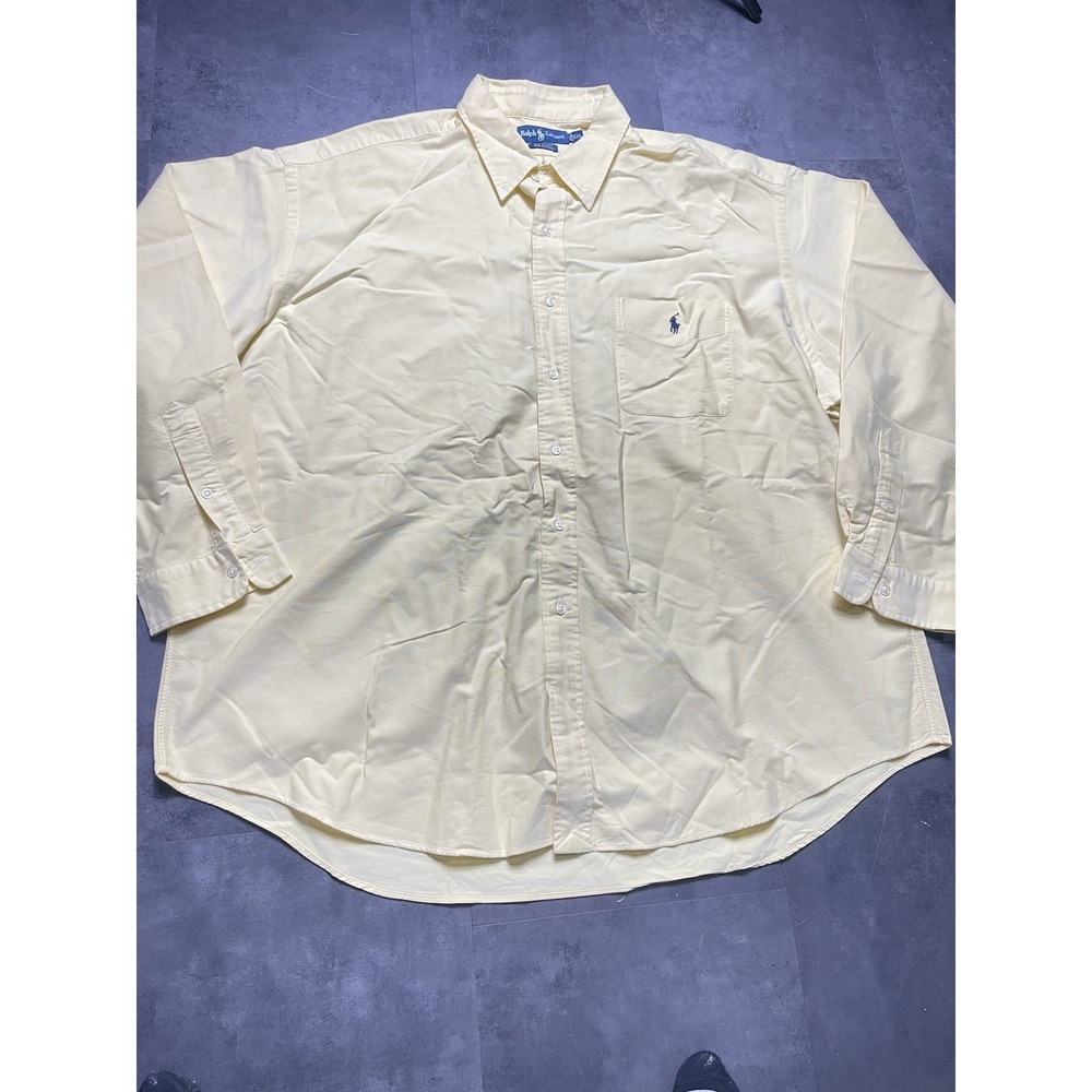Polo Ralph Lauren Button-Front Yellow Shirt XXL Bigโ Tall F-113